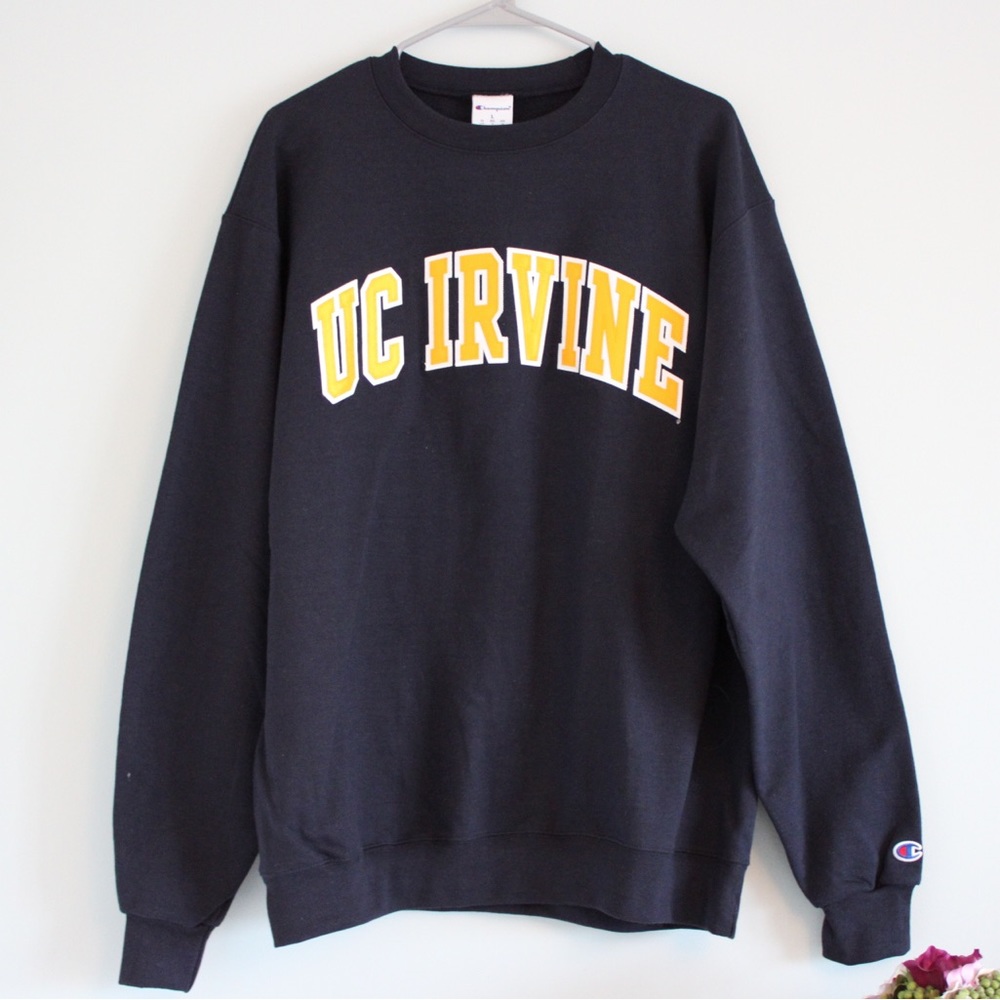 UC Irvine Navy and Gold Crewneck Champion Sweatshirt Sz L